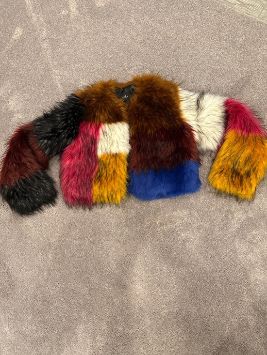 AKIRA Jackets & Blazers - NWOT Akira Multicolor Faux Fur Jacket - Bold Patchwork